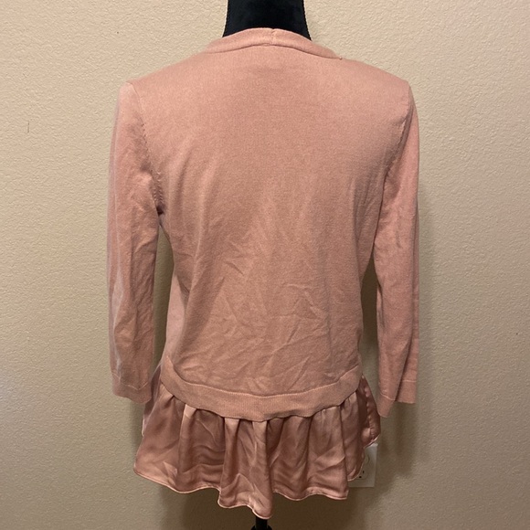 LOFT Pale Pink Cardigan Silk - Picture 3 of 7